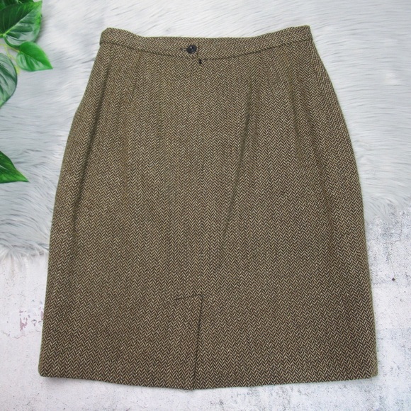 BRIGHTON Vintage Tweed Harringbone Blazer Jacket Skirt Set Womens Size 42 US 12 - Picture 7 of 13